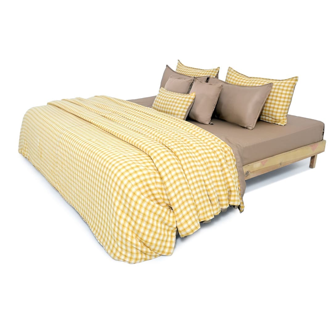 Zarf Linen Blend Bedding Set Of 9 - Maple