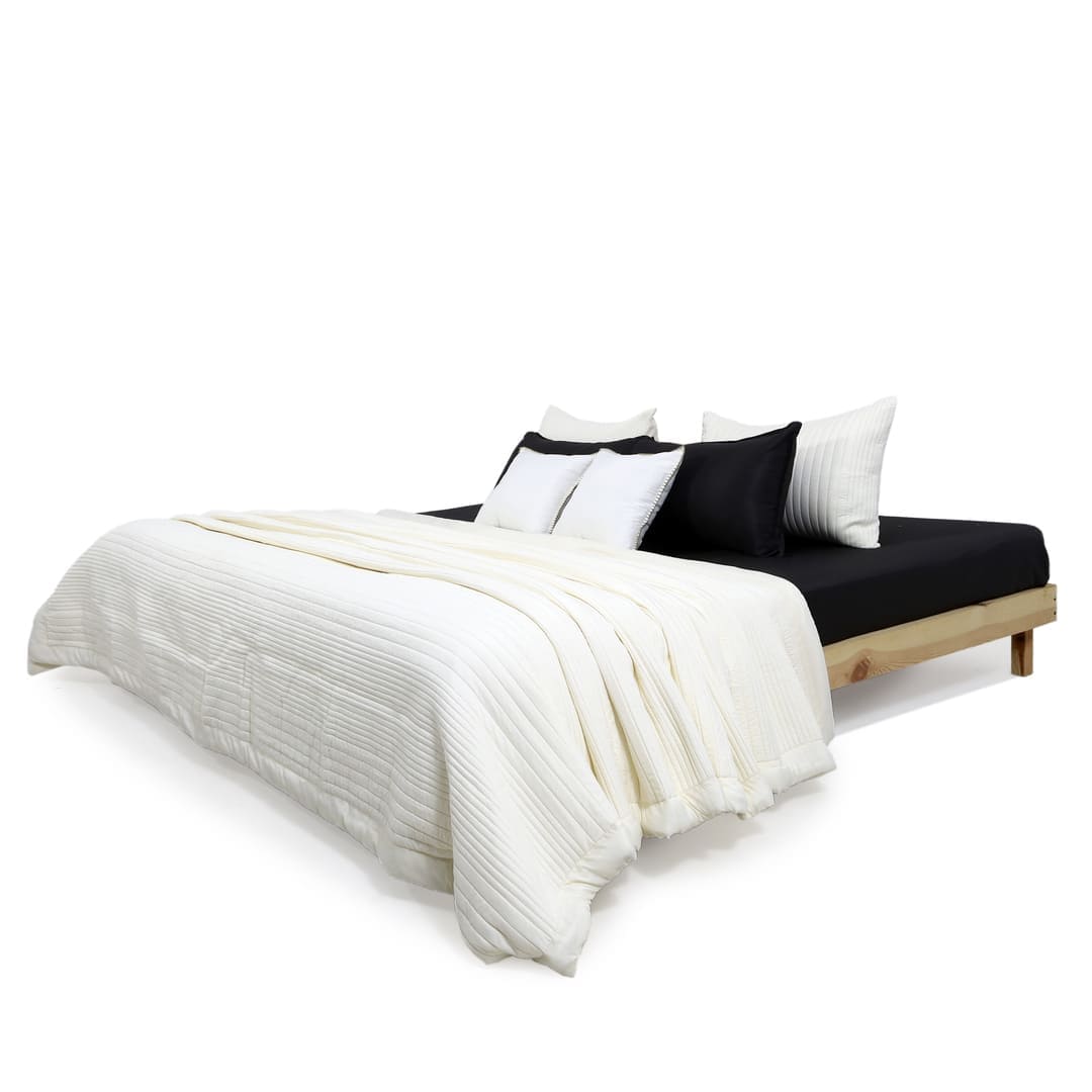 Zarf California King Size AC Comforters With 2 Pillow Cases & 2 Cushion Covers - Off-White