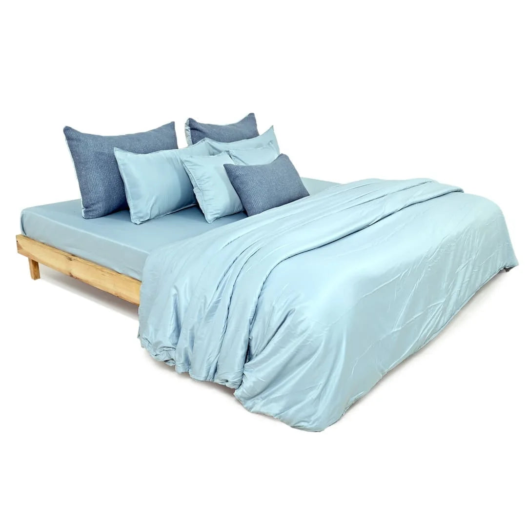 Zarf Italian Staple Weave Bedding Set Of 7- Cielo