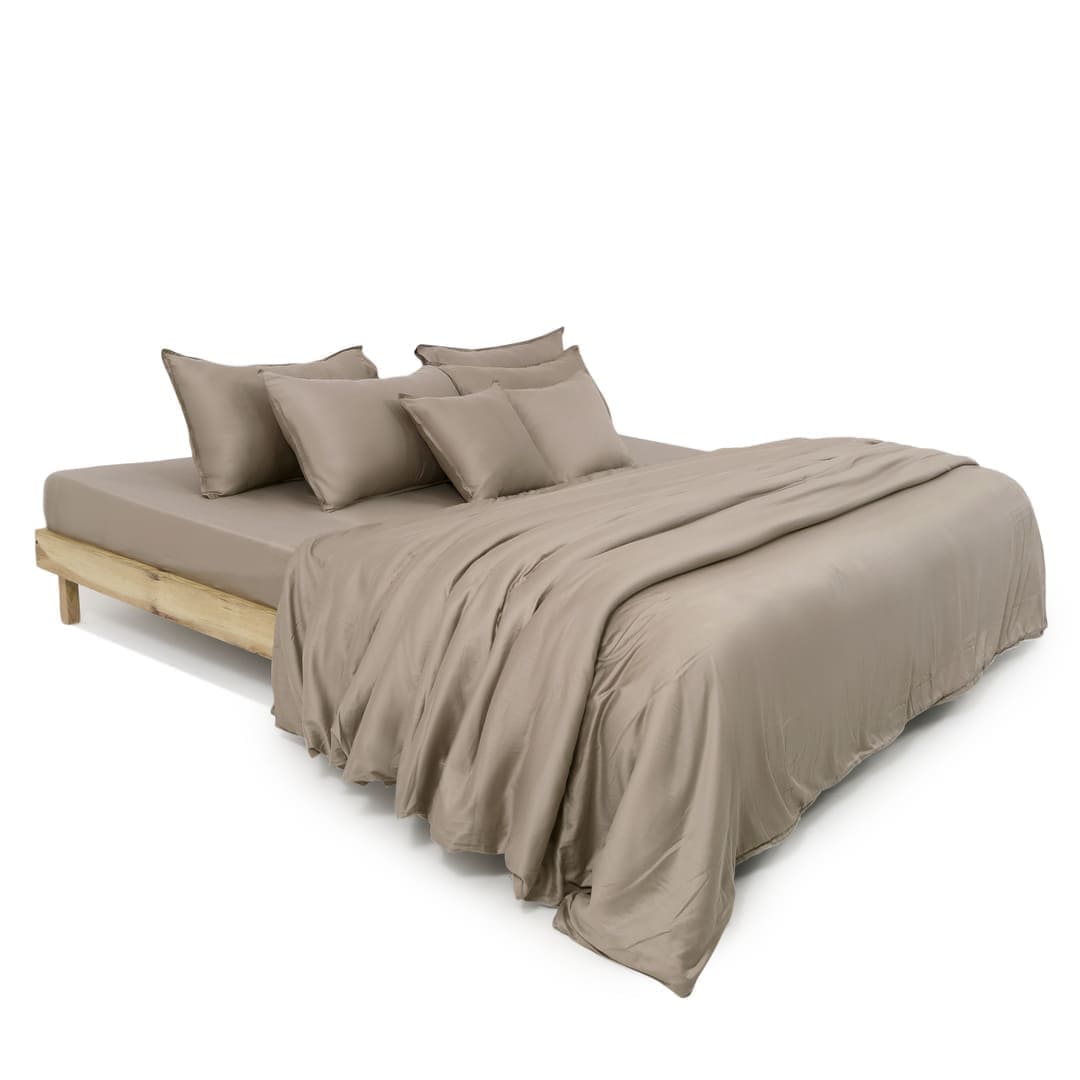 Zeries Egyptian Cotton Bedsheets With 2 Pillow Cases & 2 Cushion Covers - Dove