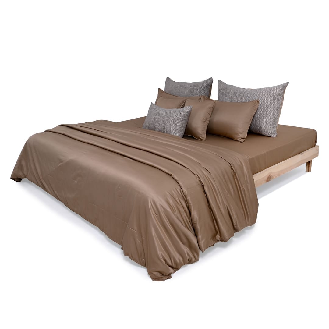 ZARF Italian Staple Weave Comforter With 2 Designer Pillow Cases 1 Breakfast Cushion Cover - Cove