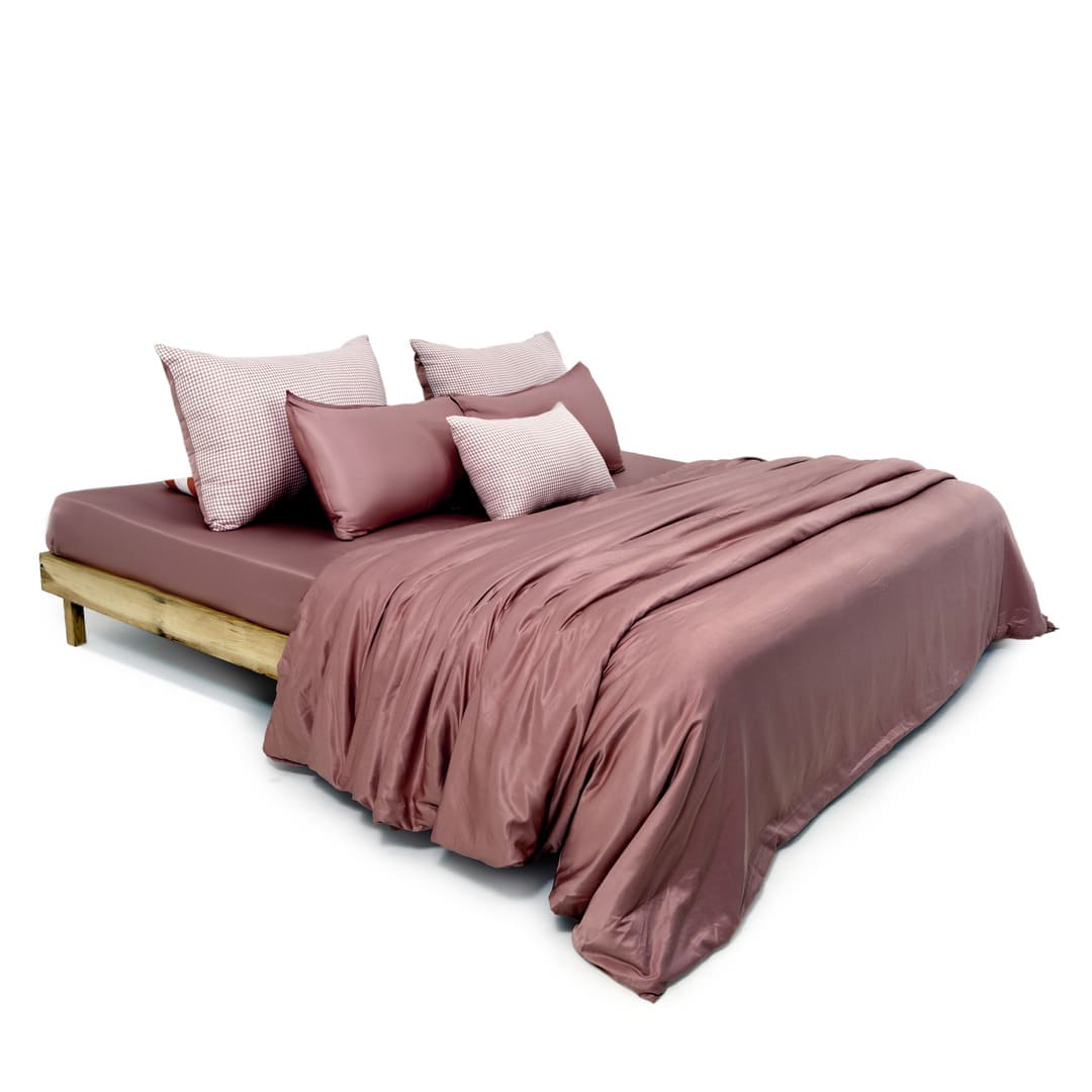 ZARF Italian Staple Weave Comforter With 2 Designer Pillow Cases 1 Breakfast Cushion Cover - Sorbet