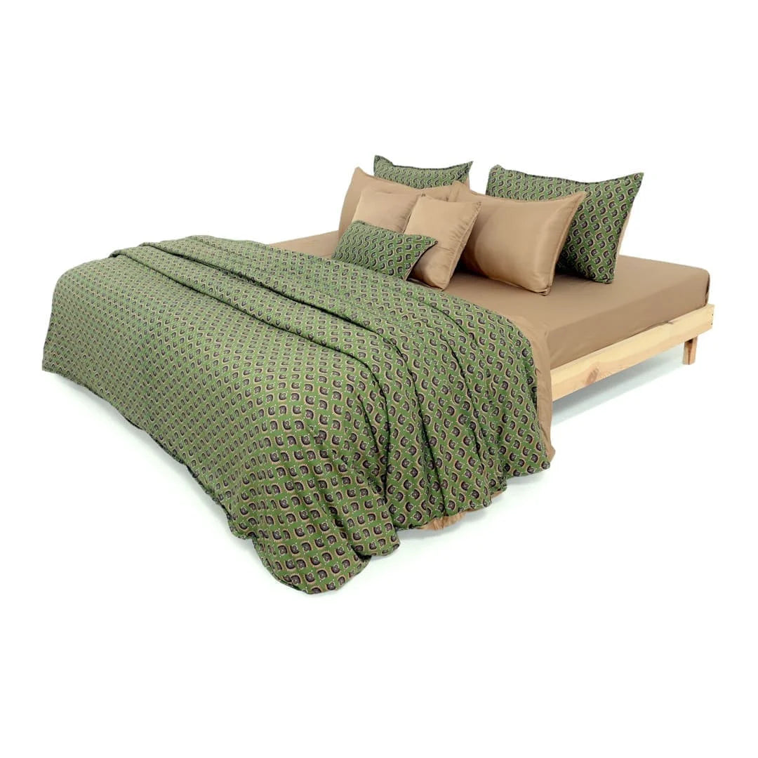 Linen Blend AC Comforter With 2 Pillow Cases and 1 Breakfast Pillow For Single Size Bed - Vanya (Limited Edition)