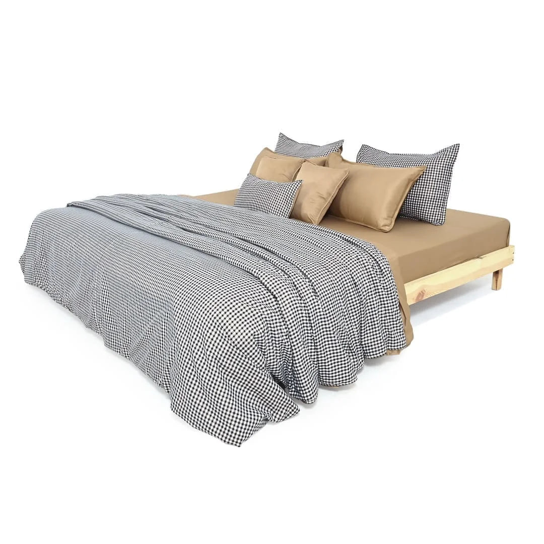 Zarf Linen Blend Bedding Set Of 9 For Single Size Bed - Carré
