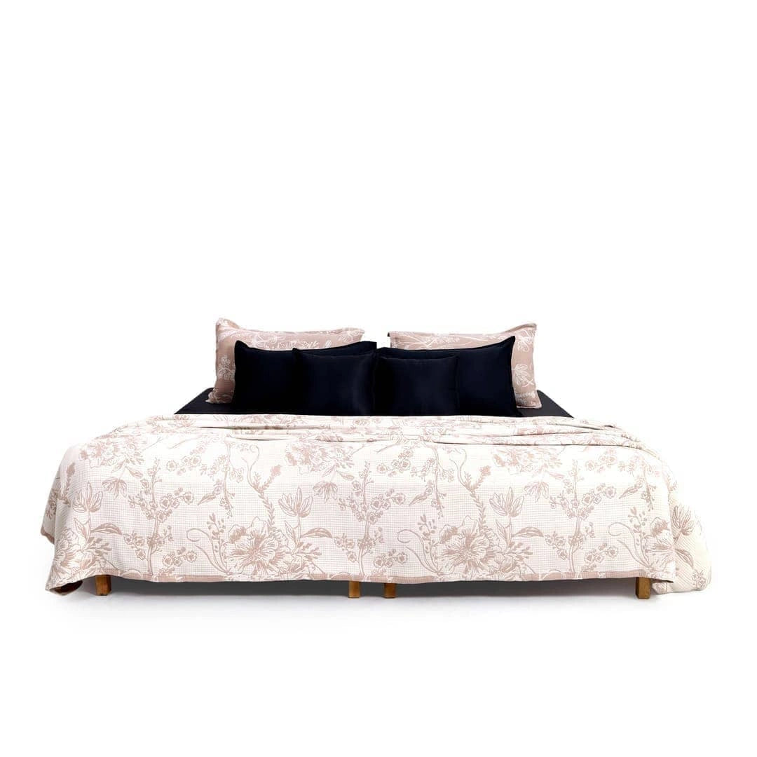 Zarf King Size Pure Cotton Cottage Blanket with 2 Pillowcases - Candyfloss