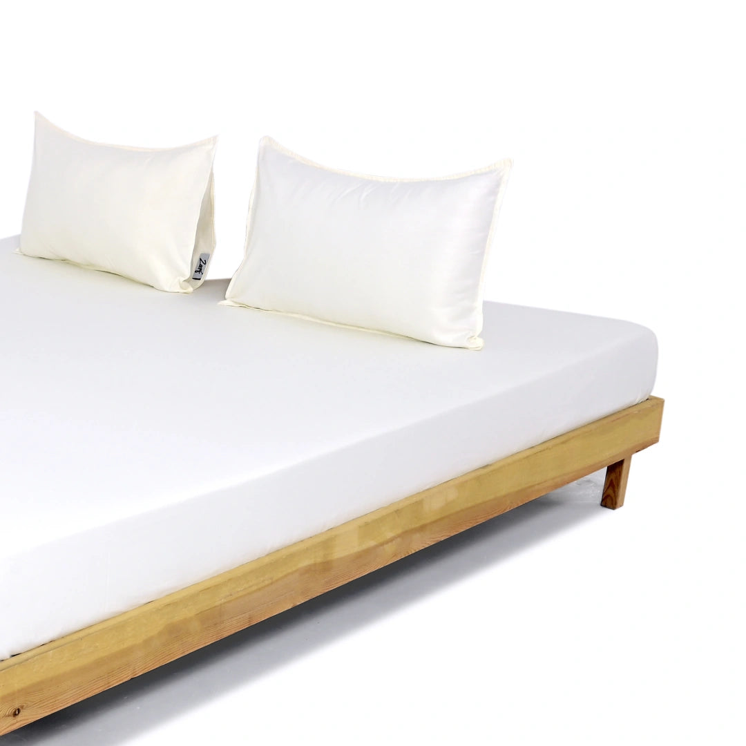 ZARF Italian Staple Weave Bedsheet With 2 Solid Pillowcases - Porcelain