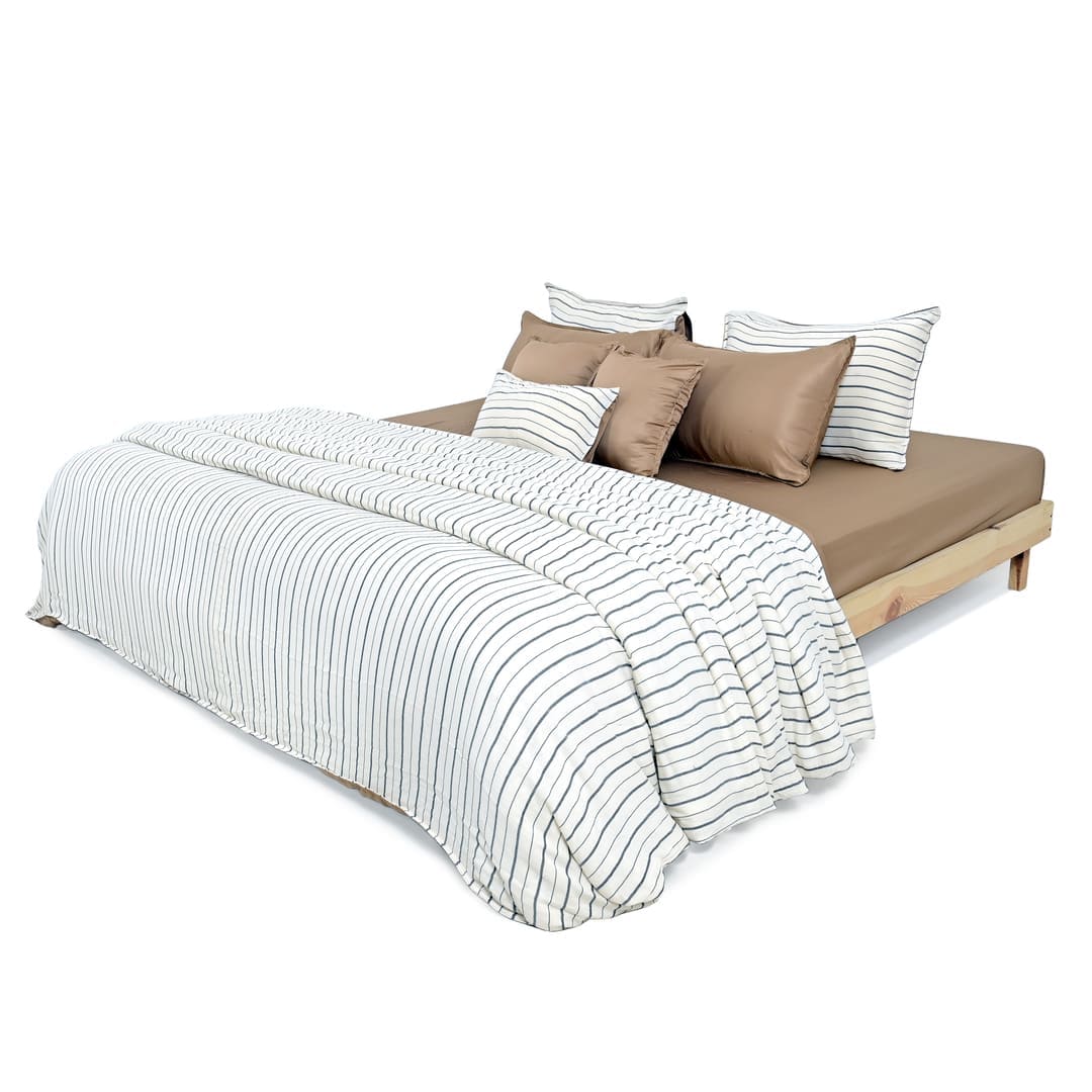 Linen Blend AC Comforter With 2 Pillow Cases and 1 Breakfast Pillow - Arden