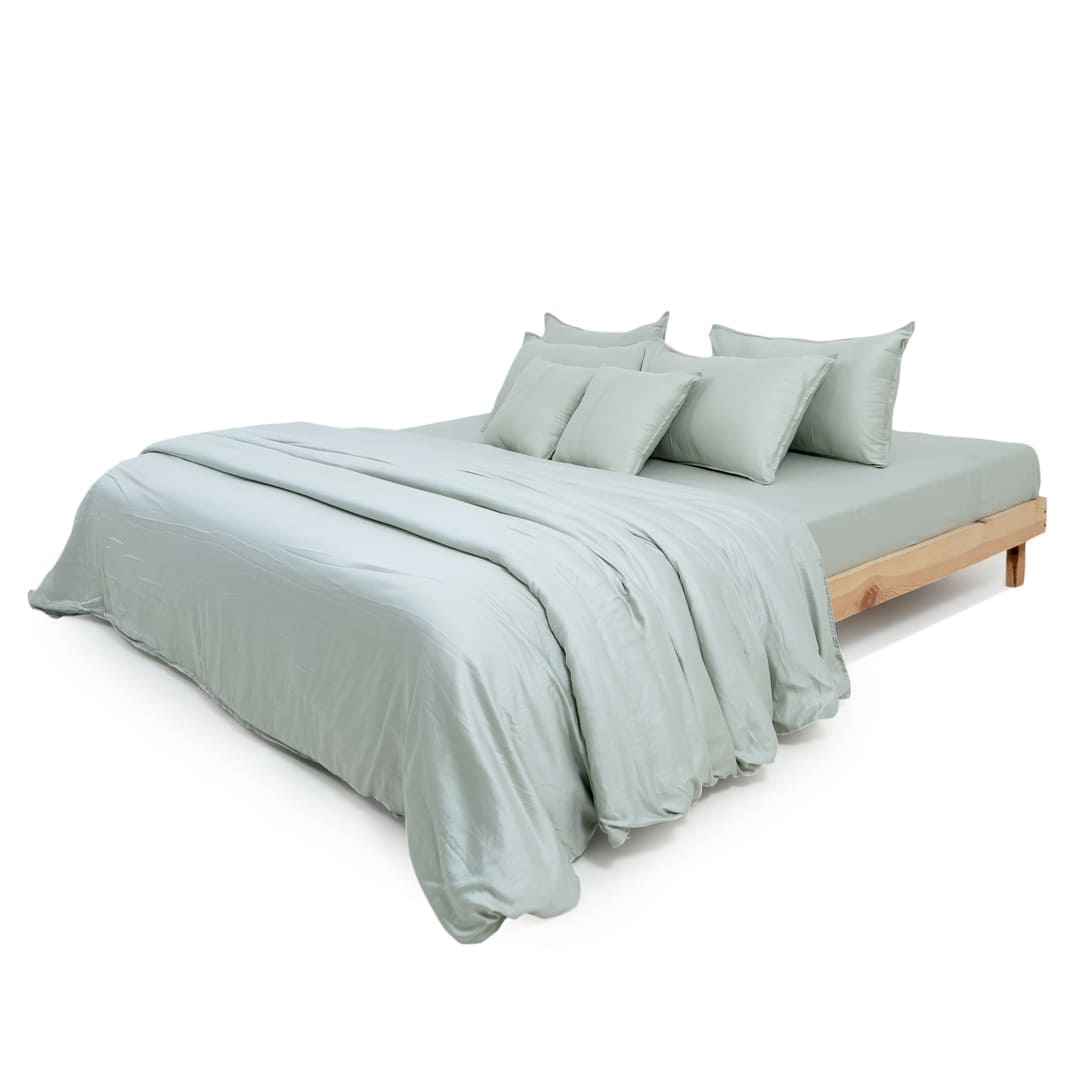 Zeries Egyptian Cotton Bedsheets With 2 Pillow Cases & 2 Cushion Covers - Cyan