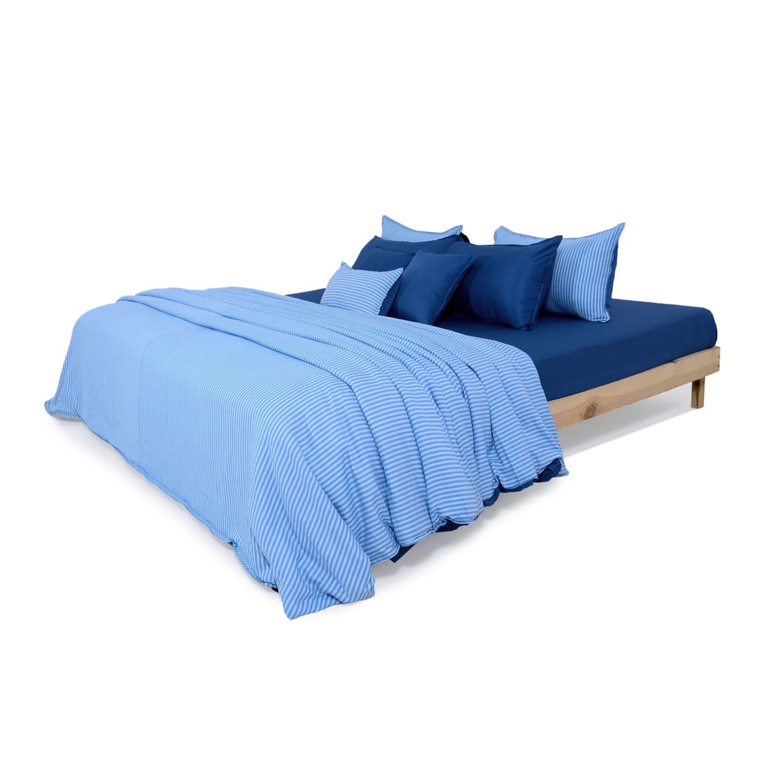 Zarf Linen Blend Bedding Set Of 9 - Sail