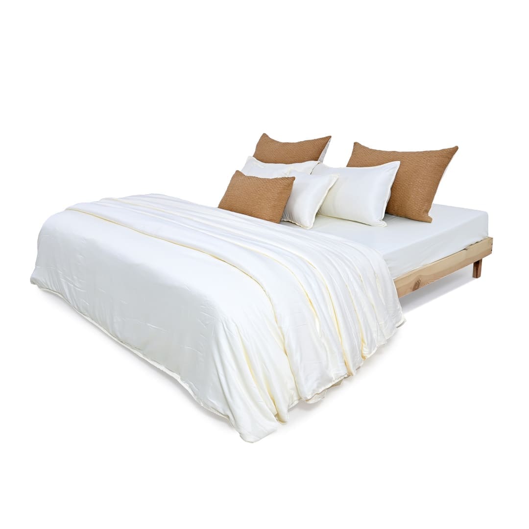 ZARF Italian Staple Weave Comforter With 2 Designer Pillow Cases 1 Breakfast Cushion Cover - Zuri