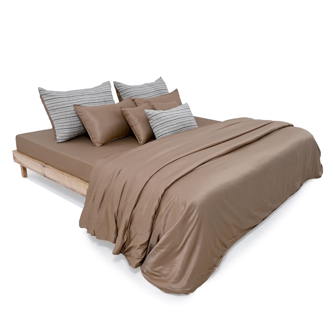 ZARF Italian Staple Weave Comforter With 2 Designer Pillow Cases 1 Breakfast Cushion Cover - Roux