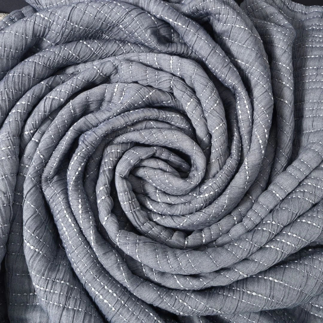 Zarf King Size Pure Cotton Cottage Blanket with 2 Pillowcases and 1 Cushion Cover - Greyling