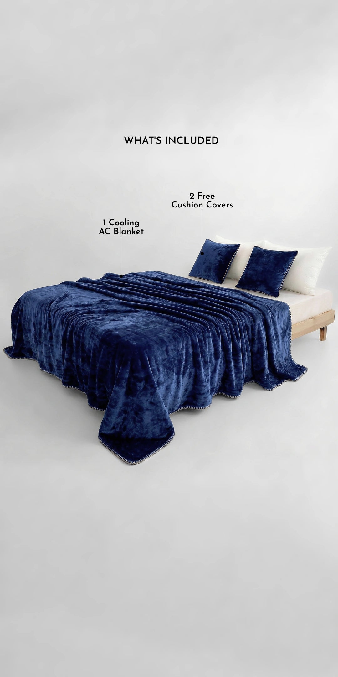 Zarf All-Season Premium AC Blanket With Two Cushion Covers - Cobalt