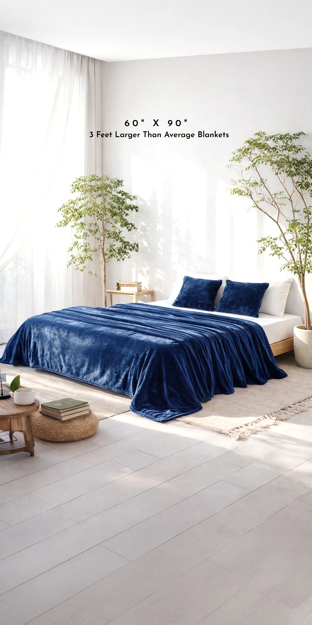 Zarf Ultra Soft All-Season Premium AC Blanket For Single Size Bed With 2 Cushion Covers - Cobalt