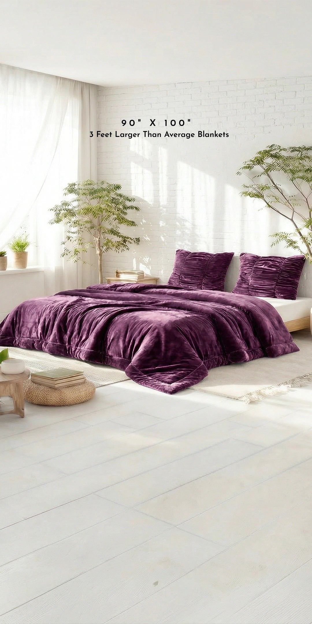 Zarf Ultra-Warm Luxury Winter Blanket With Two Cushion Covers - Amethyst