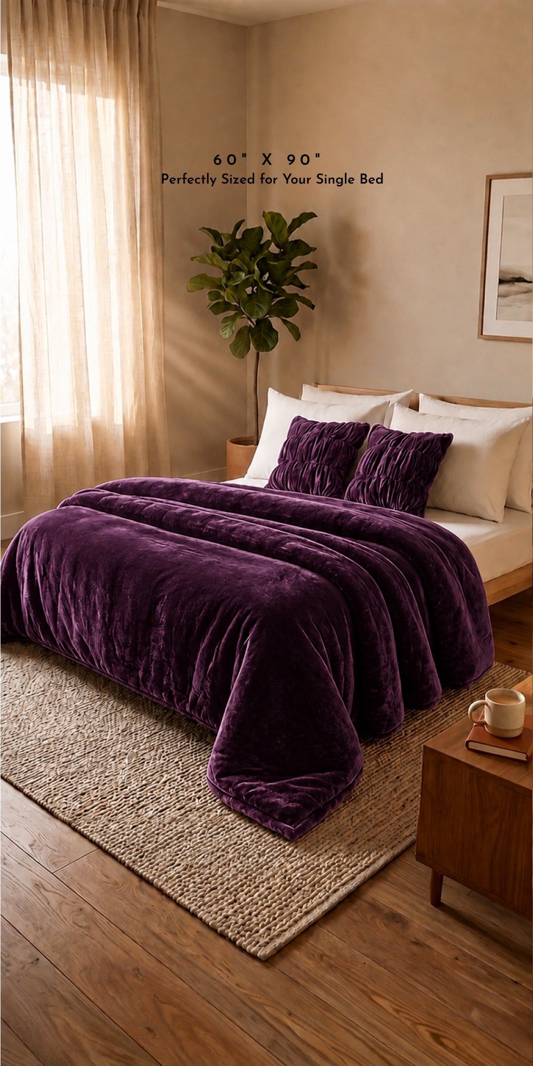 ZARF Ultra-Warm Luxury Winter Blanket For Single Size Bed - Amethyst