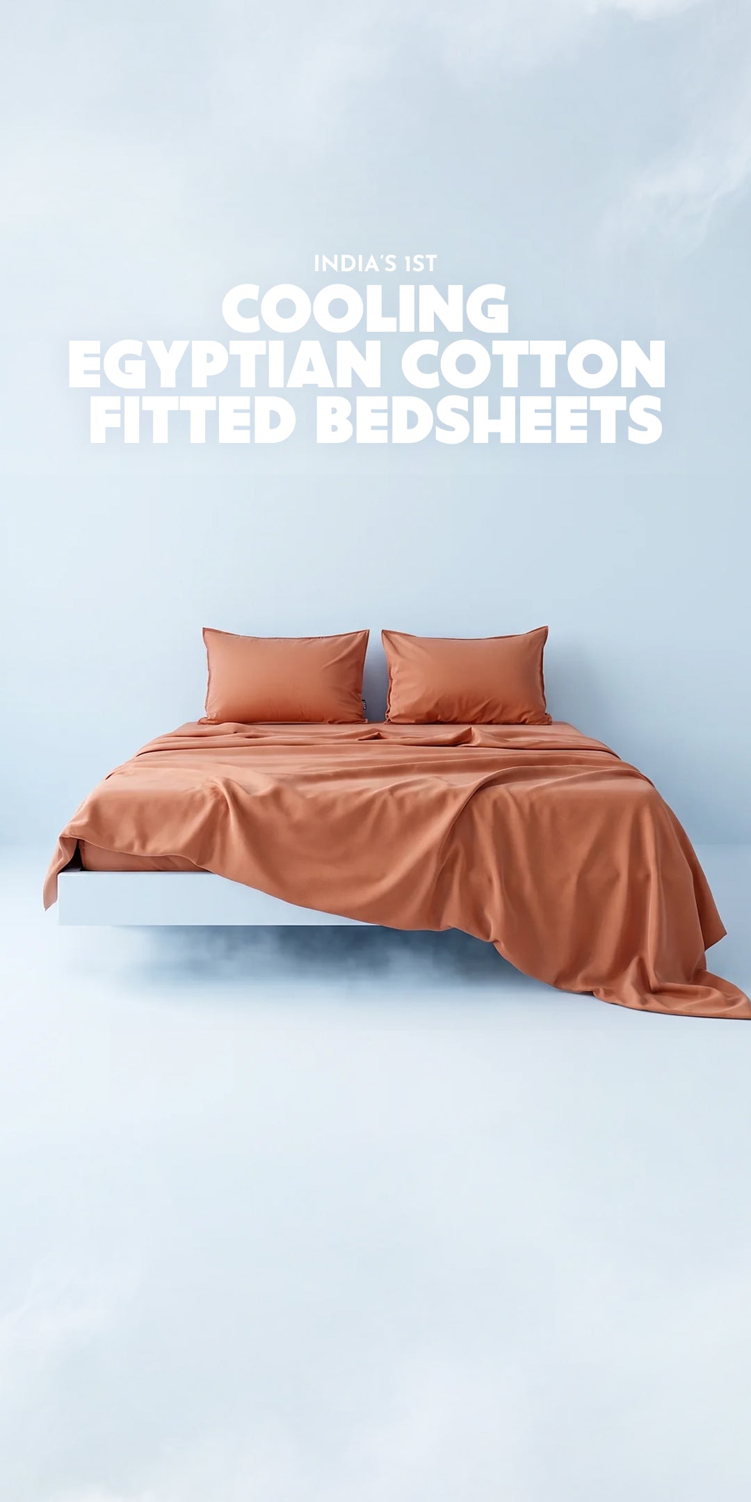 ZERIES PERCALE WEAVE EGYPTIAN COTTON FITTED BEDSHEET WITH 2 PILLOW CASES - Apricot