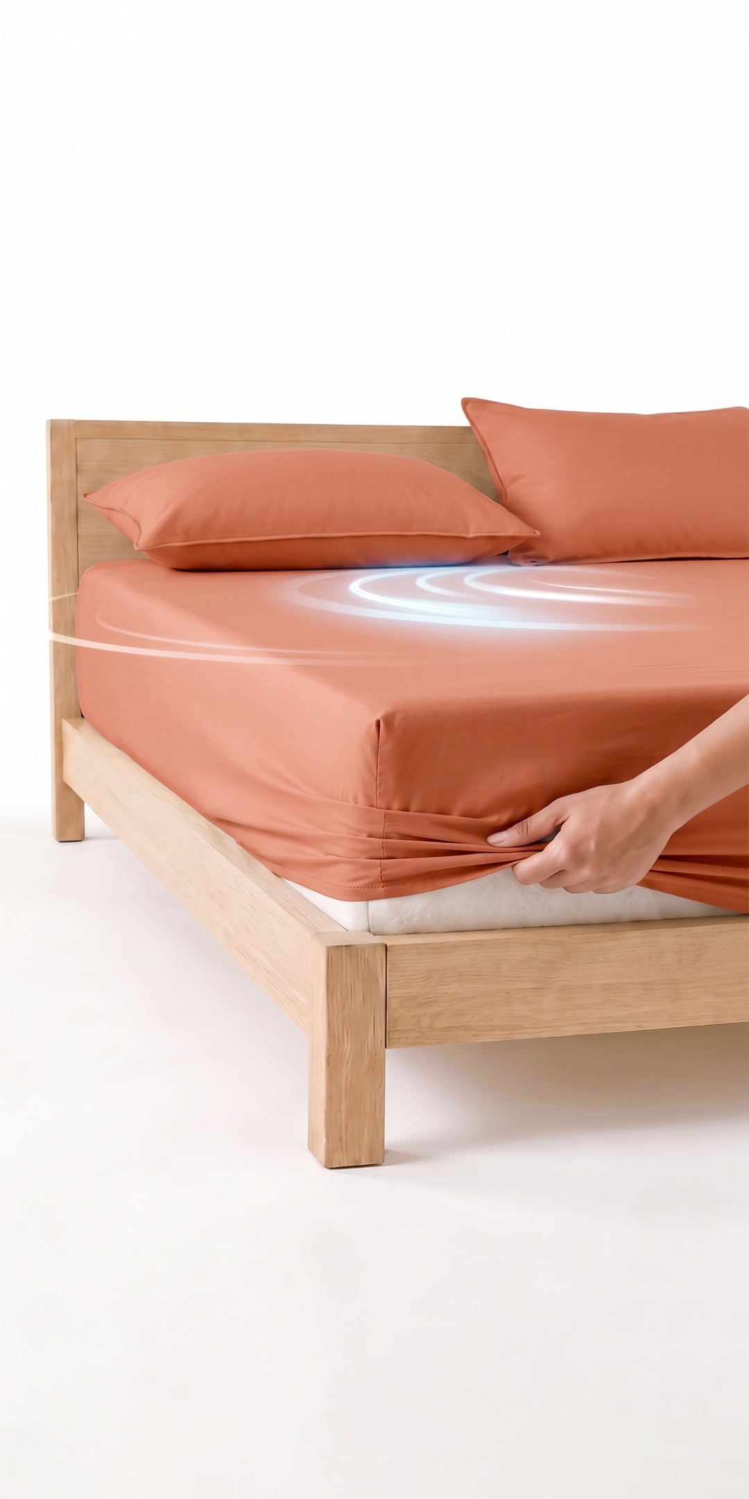 ZERIES PERCALE WEAVE EGYPTIAN COTTON FITTED BEDSHEET WITH 2 PILLOW CASES - Apricot