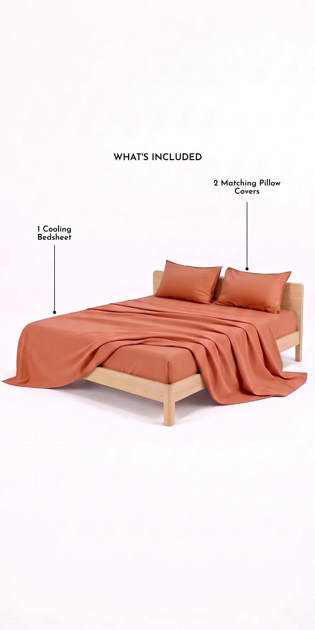 ZERIES PERCALE WEAVE EGYPTIAN COTTON FITTED BEDSHEET WITH 2 PILLOW CASES - Apricot
