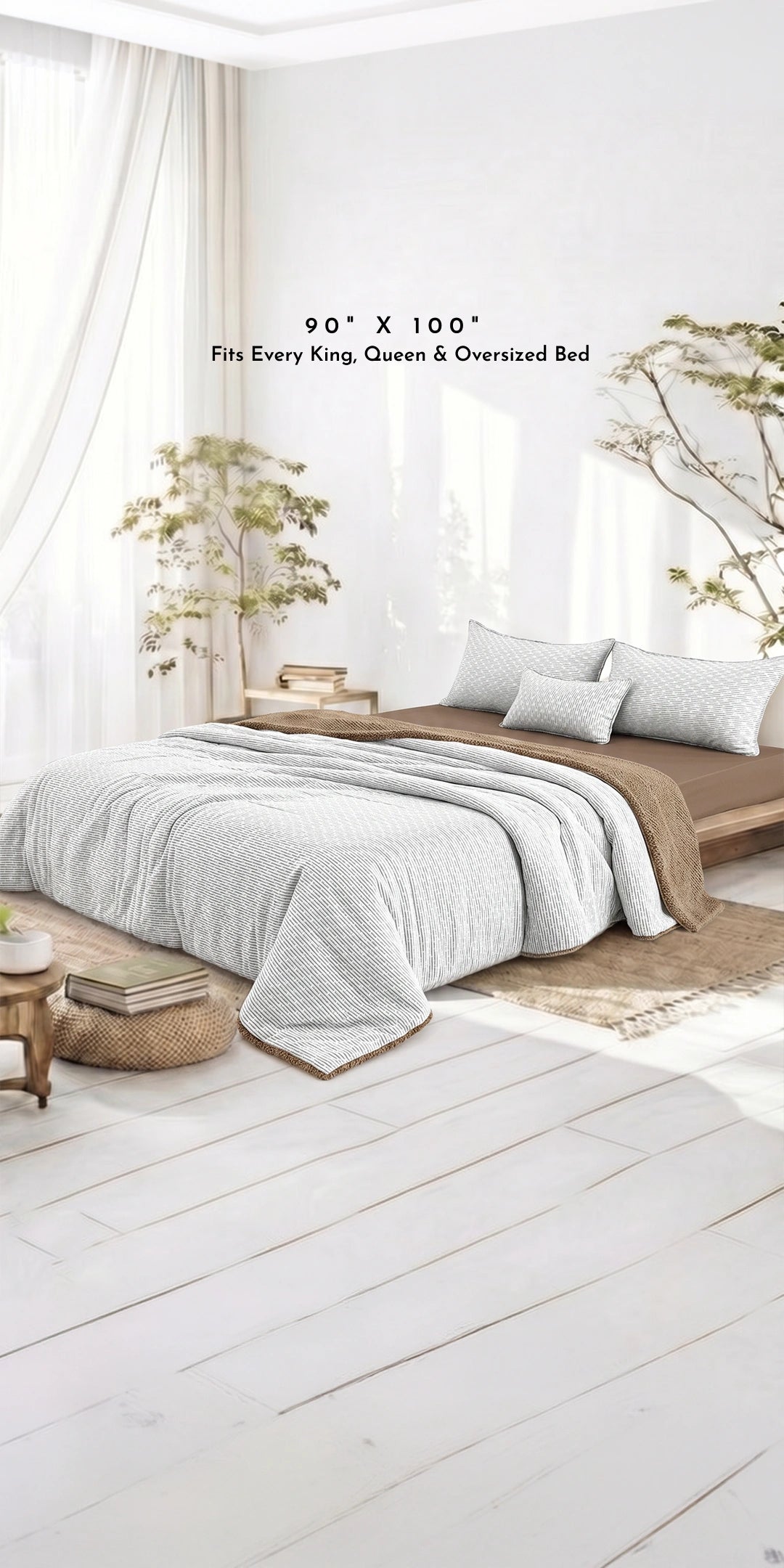 Zarf California King Size Reversible Quilt  With 2 pillowcases and 1 Breakfast Cushion cover (Limited edition) - Arctic