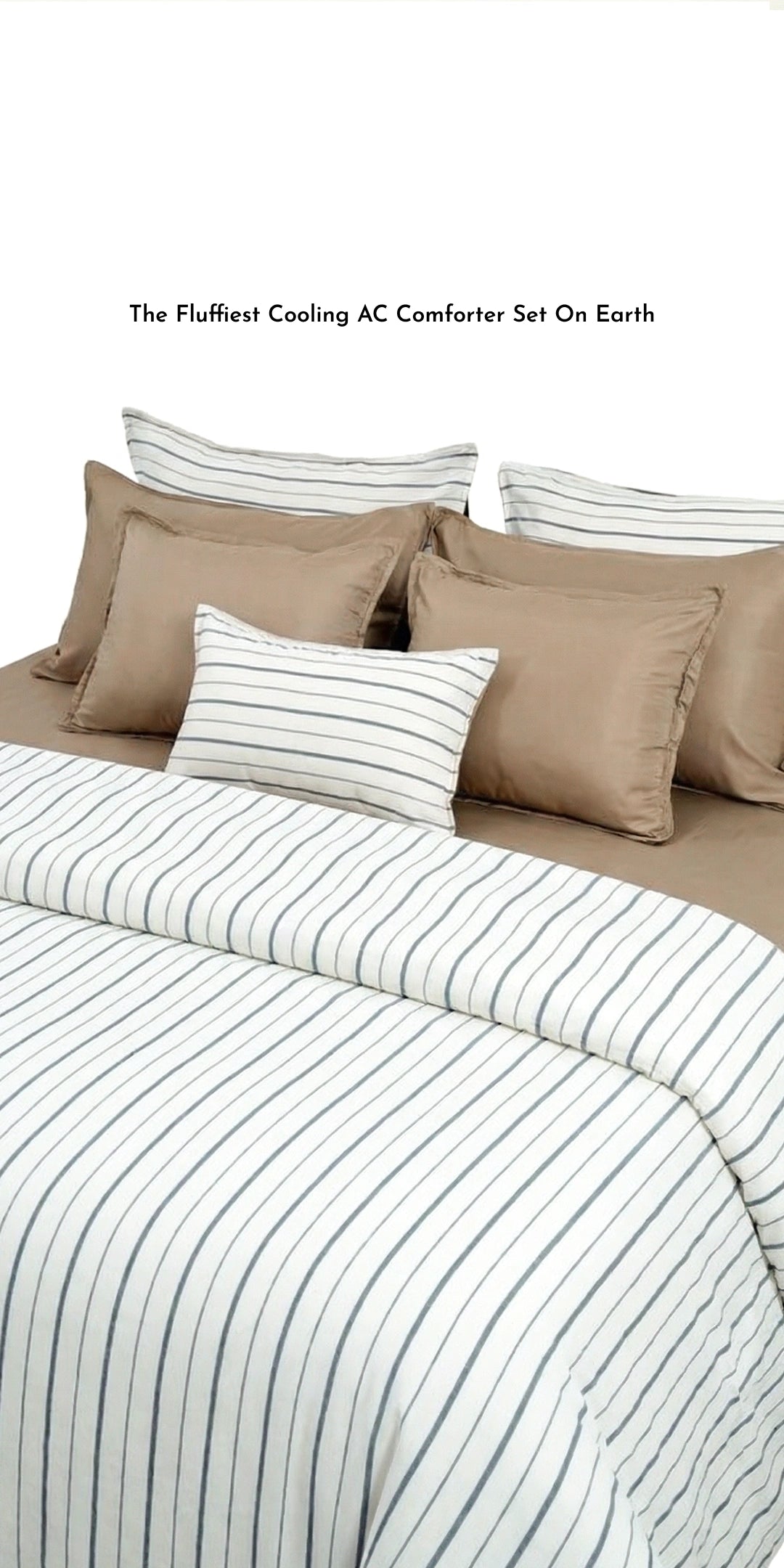 Linen Blend AC Comforter With 2 Pillow Cases and 1 Breakfast Pillow - Arden