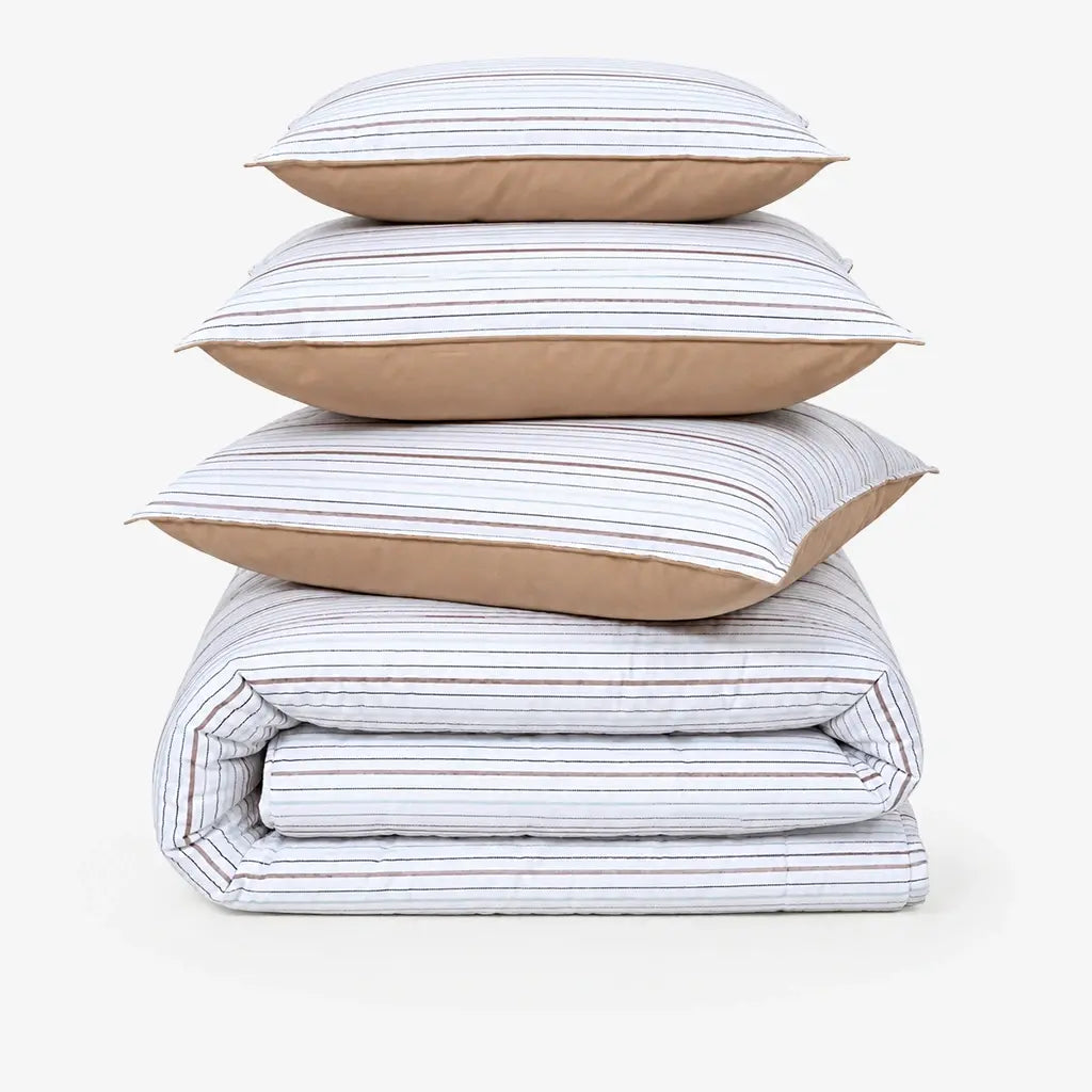 Linen Blend AC Comforter With 2 Pillow Cases and 1 Breakfast Pillow - Porto