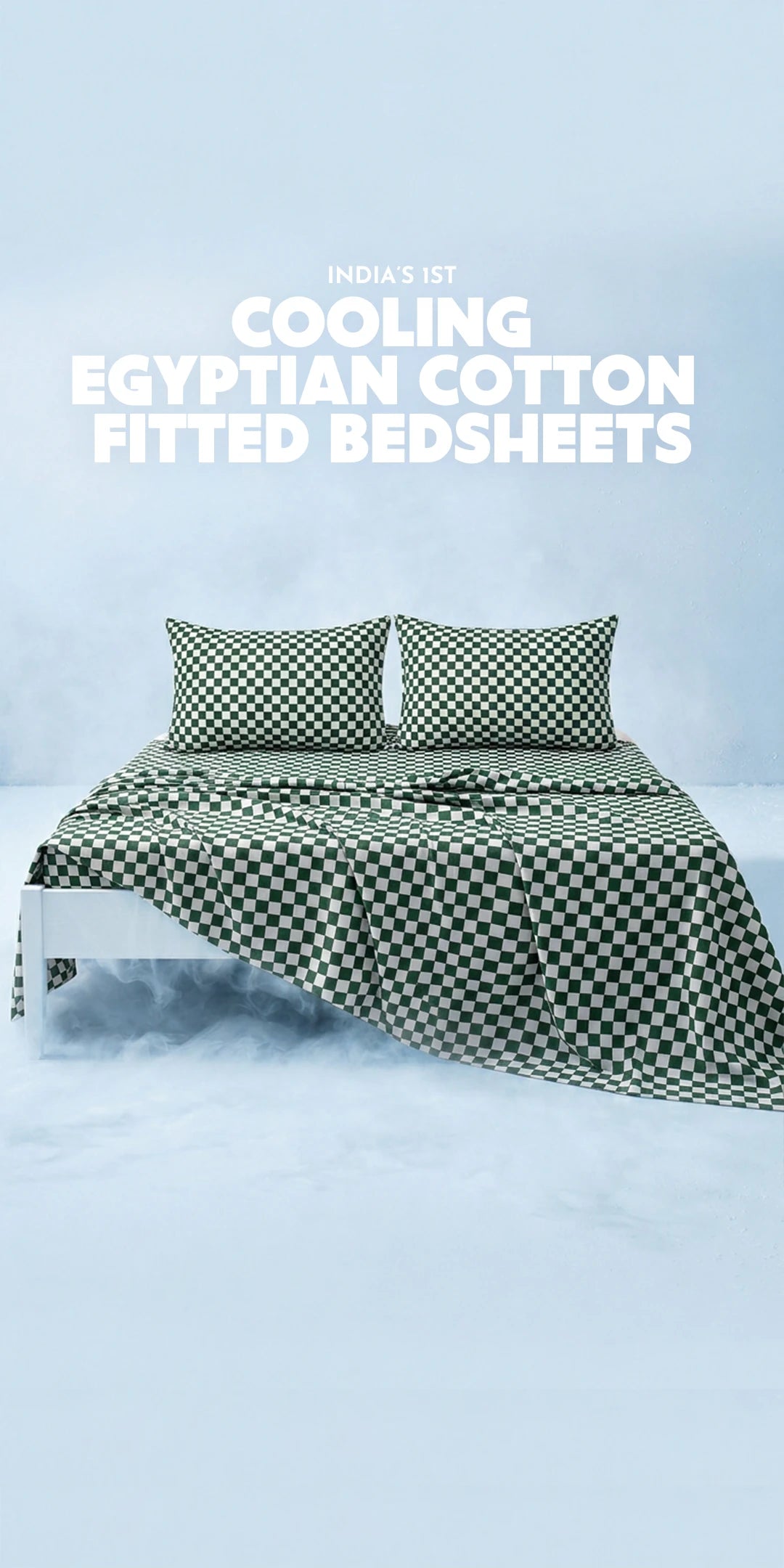 ZERIES PERCALE WEAVE EGYPTIAN COTTON FITTED BEDSHEET WITH 2 PILLOW CASES - Green