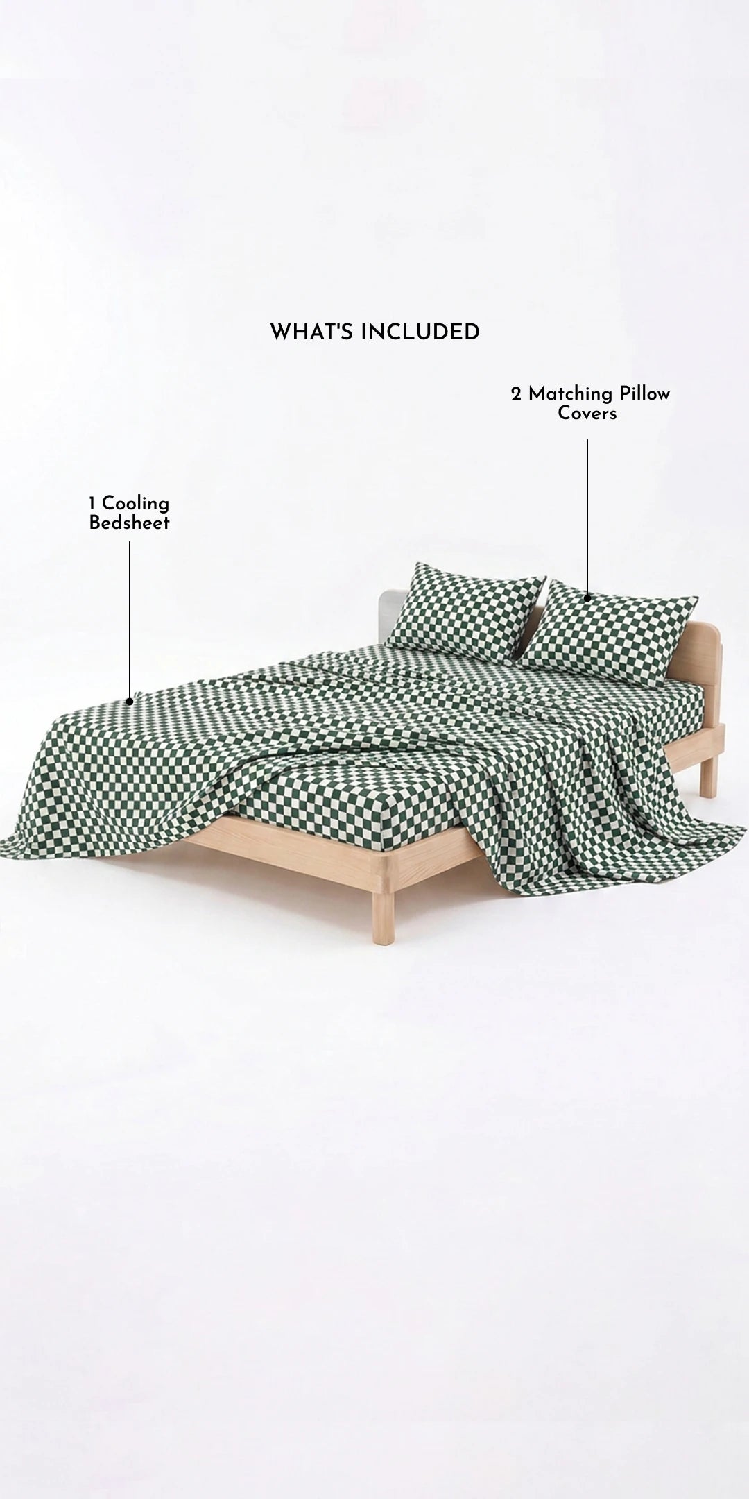 ZERIES PERCALE WEAVE EGYPTIAN COTTON FITTED BEDSHEET WITH 2 PILLOW CASES - Green