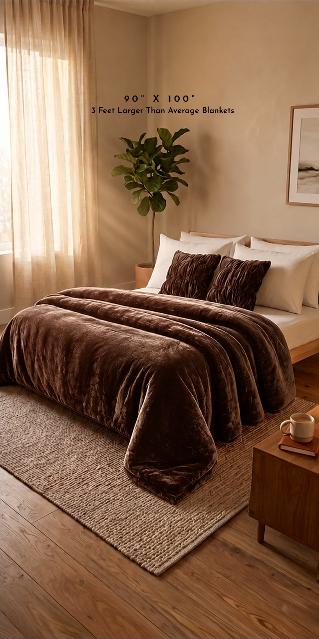Zarf Ultra-Warm Luxury Winter Blanket With Two Cushion Covers - Auburn