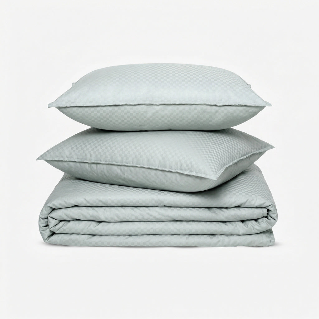 Zeries Egyptian Cotton Jacquard Bedsheets With 2 Pillow Cases & 2 Cushion Covers - Azure