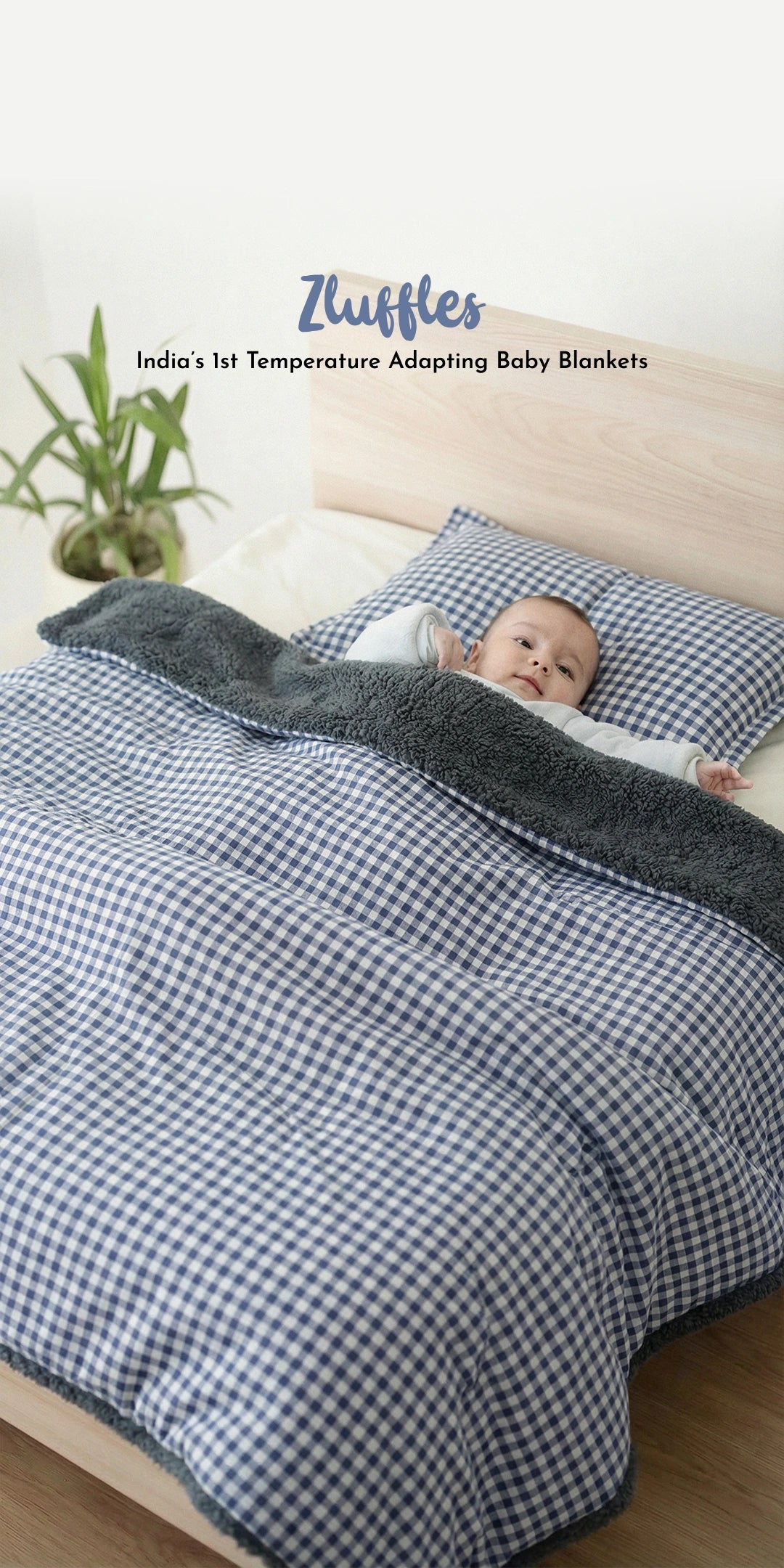 Reversible Winter Baby Blanket With 1 Pillow & 1 Pillow Cover - Dreamy Bluebell