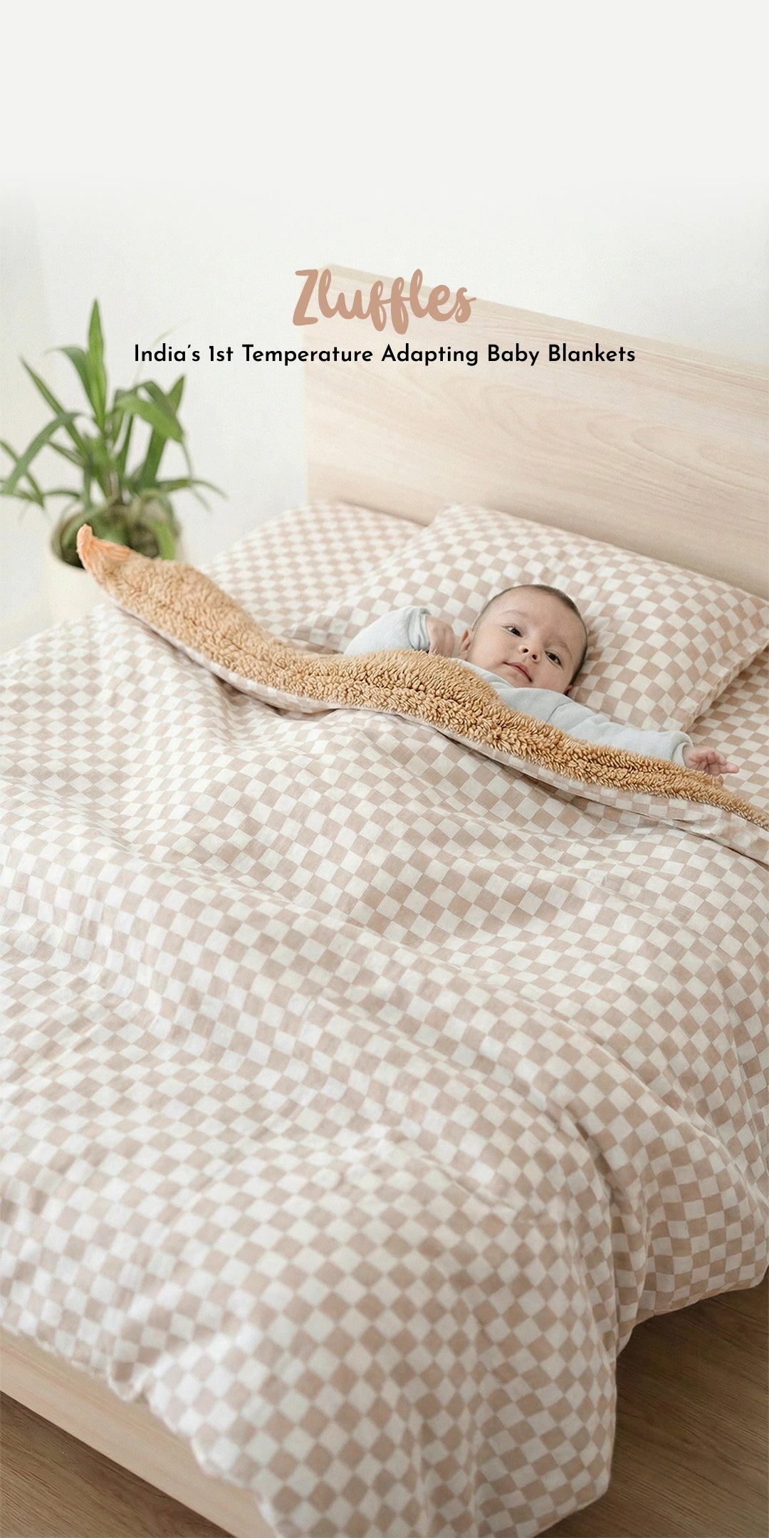 Reversible Winter Baby Blanket With 1 Pillow & 1 Pillow Cover - Toasted Marshmallow