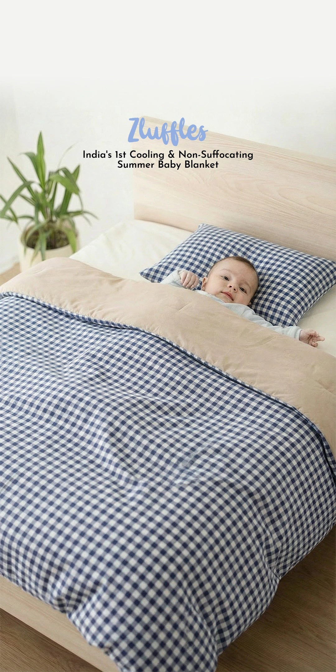 Reversible Summer Baby Blanket With 1 Pillow & 1 Pillow Cover - Dreamy Bluebell