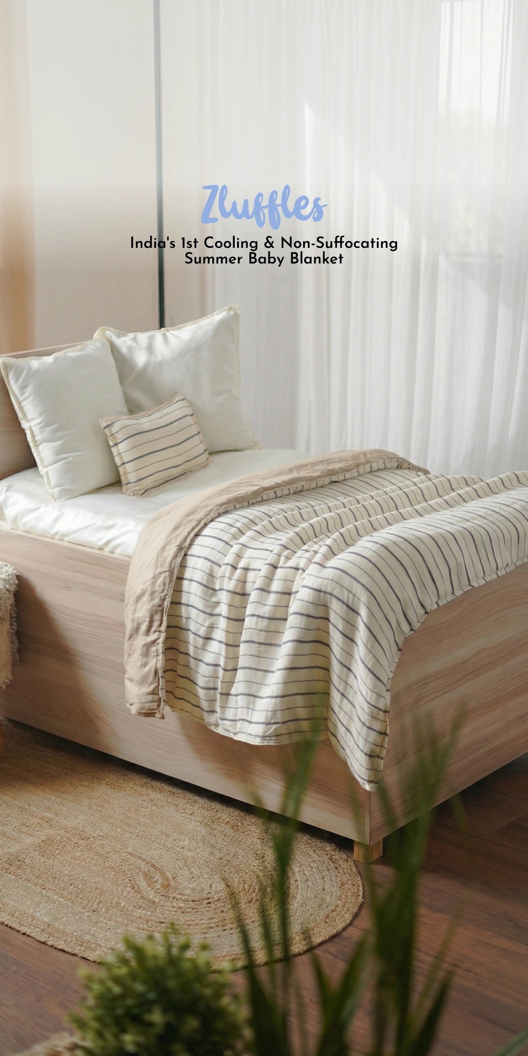 Reversible Summer Baby Blanket With 1 Pillow & 1 Pillow Cover - Fluff Cloud
