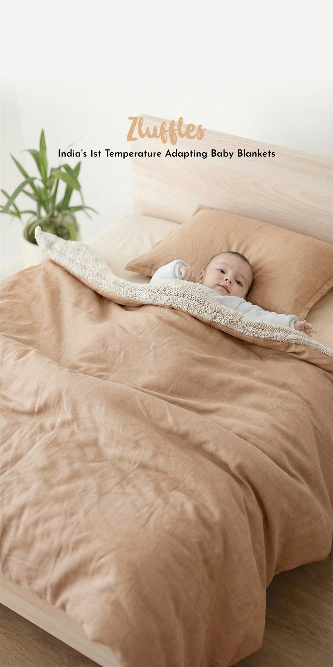 Reversible Winter Baby Blanket With 1 Pillow & 1 Pillow Cover - Teddy Bear Tan
