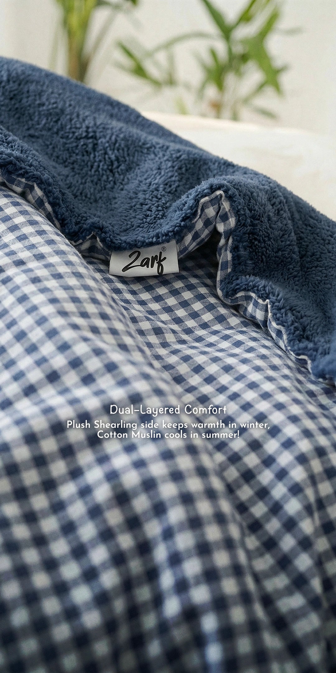 Reversible Winter Baby Blanket With 1 Pillow & 1 Pillow Cover - Dreamy Bluebell