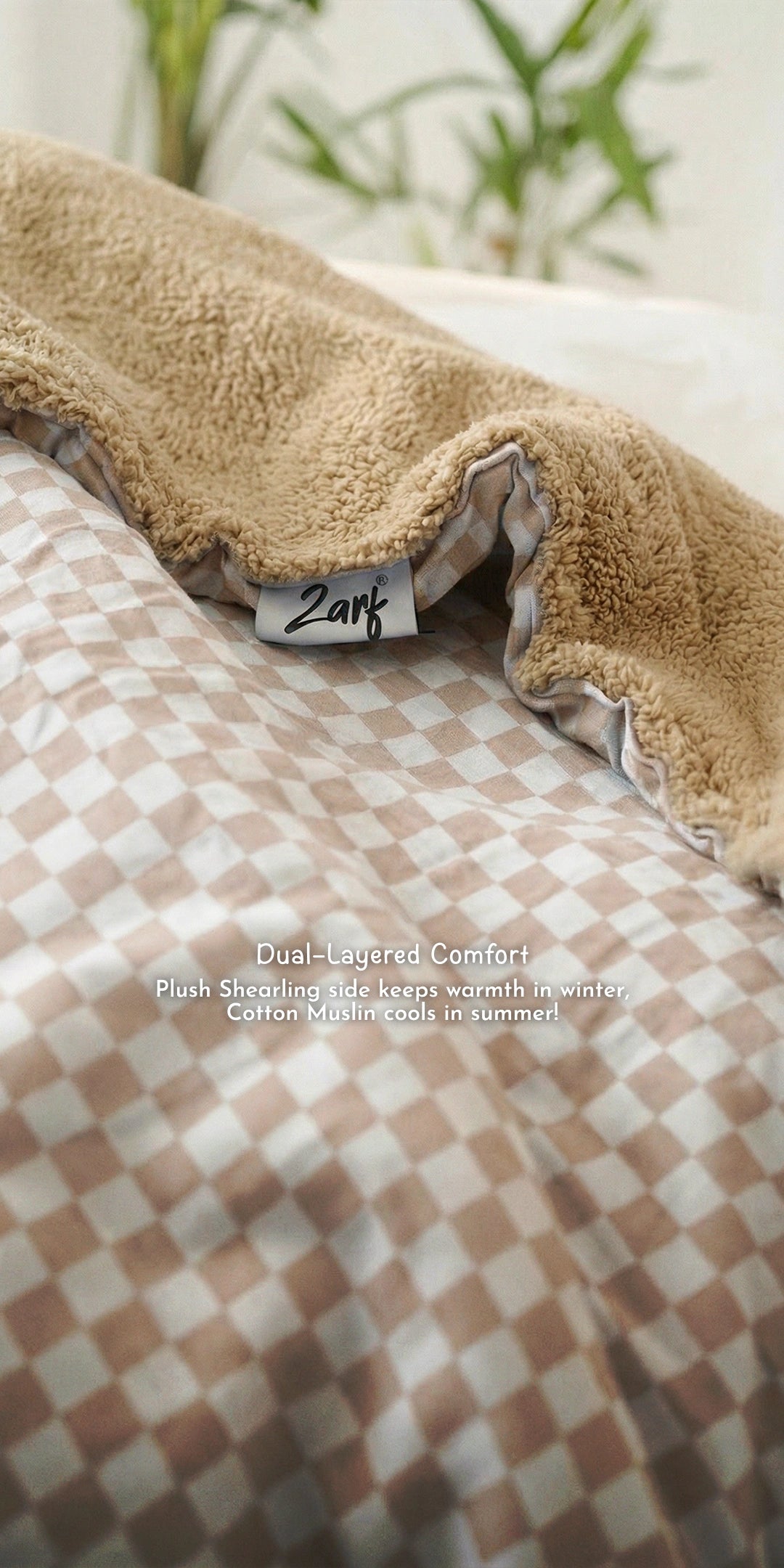 Reversible Winter Baby Blanket With 1 Pillow & 1 Pillow Cover - Toasted Marshmallow