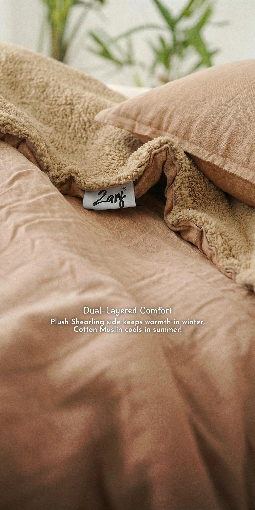 Reversible Winter Baby Blanket With 1 Pillow & 1 Pillow Cover - Teddy Bear Tan