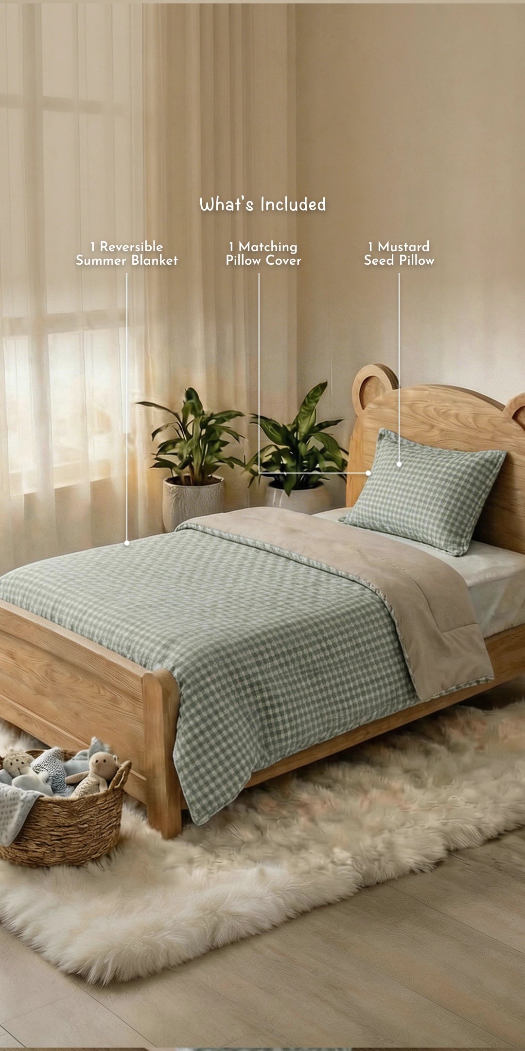 Reversible Summer Baby Blanket With 1 Pillow & 1 Pillow Cover - Dewdrop