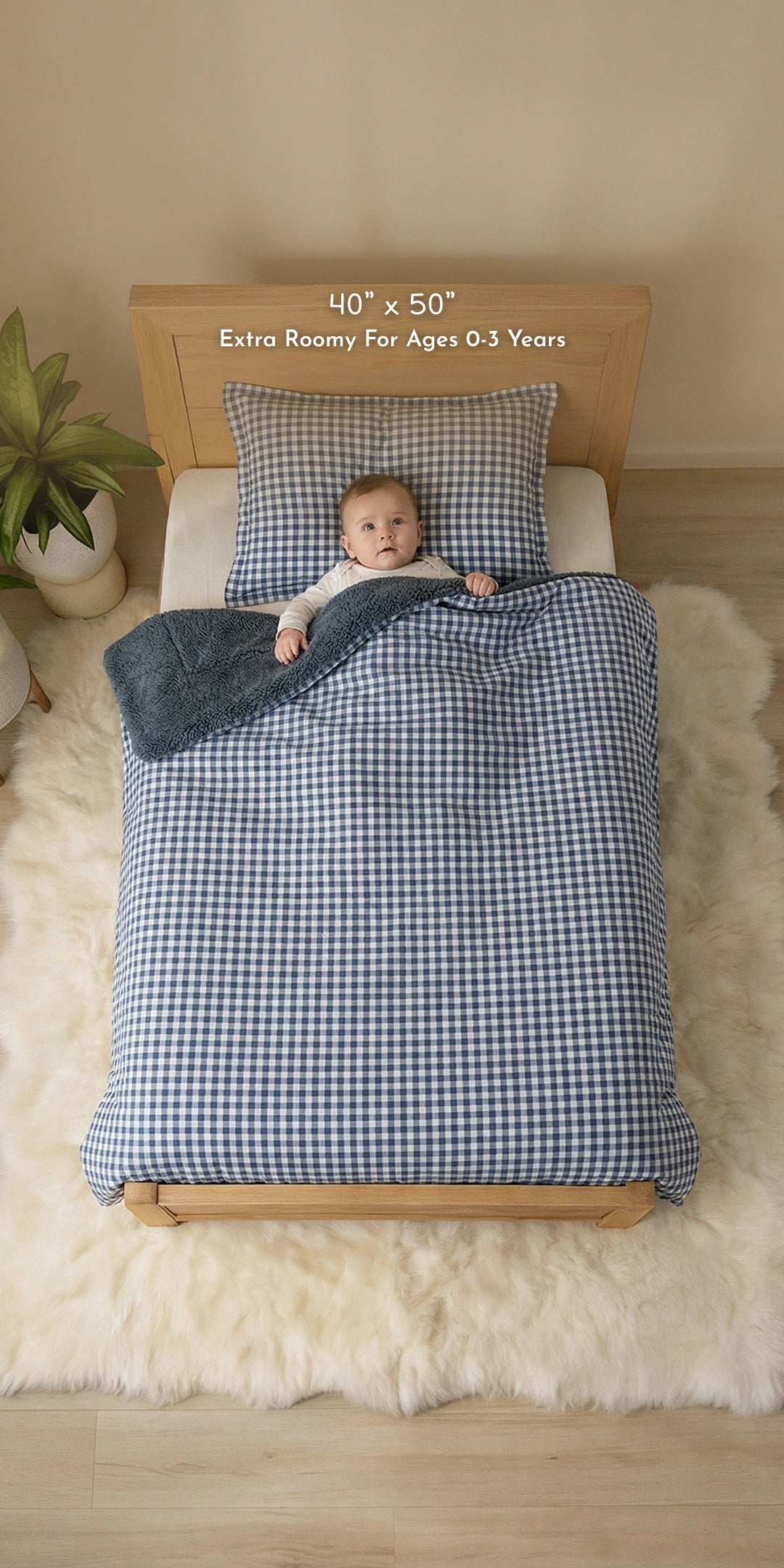 Reversible Winter Baby Blanket With 1 Pillow & 1 Pillow Cover - Dreamy Bluebell