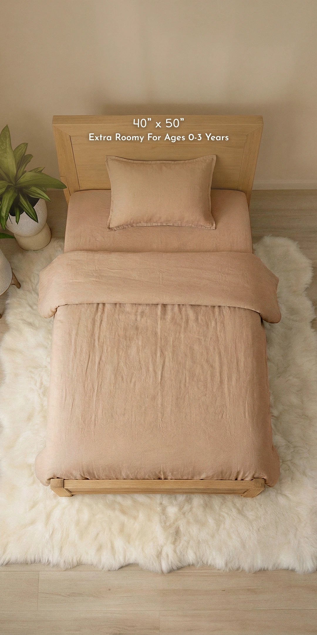 Reversible Winter Baby Blanket With 1 Pillow & 1 Pillow Cover - Teddy Bear Tan