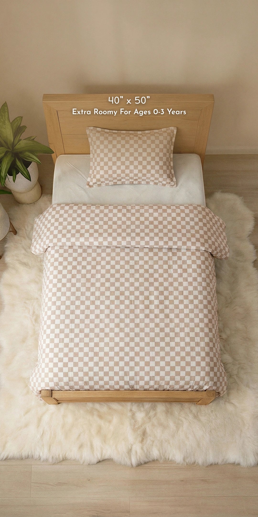 Reversible Winter Baby Blanket With 1 Pillow & 1 Pillow Cover - Toasted Marshmallow