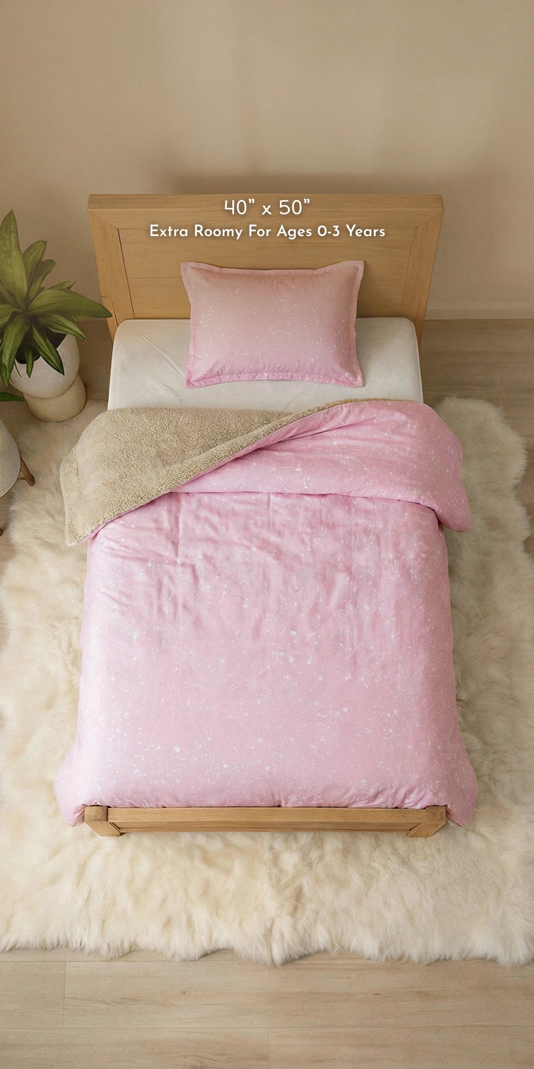 Reversible Winter Baby Blanket With 1 Pillow & 1 Pillow Cover - Raspberry Dream