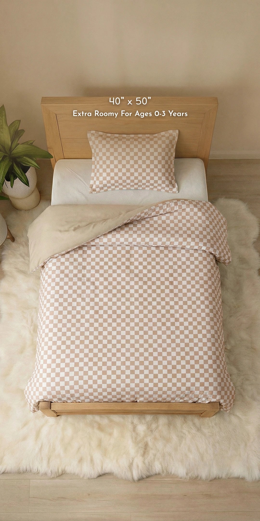 Reversible Summer Baby Blanket With 1 Pillow & 1 Pillow Cover - Toasted Marshmallow