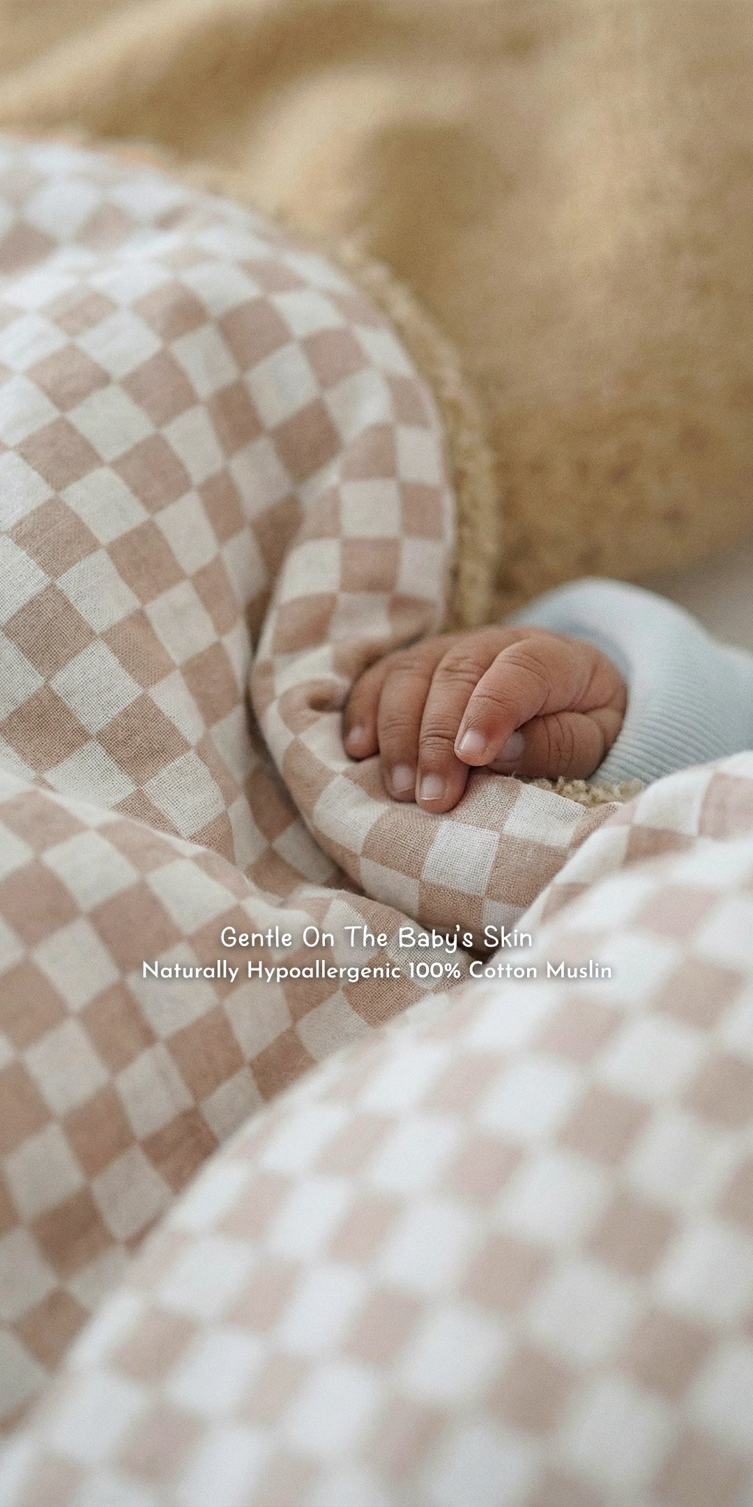 Reversible Winter Baby Blanket With 1 Pillow & 1 Pillow Cover - Toasted Marshmallow