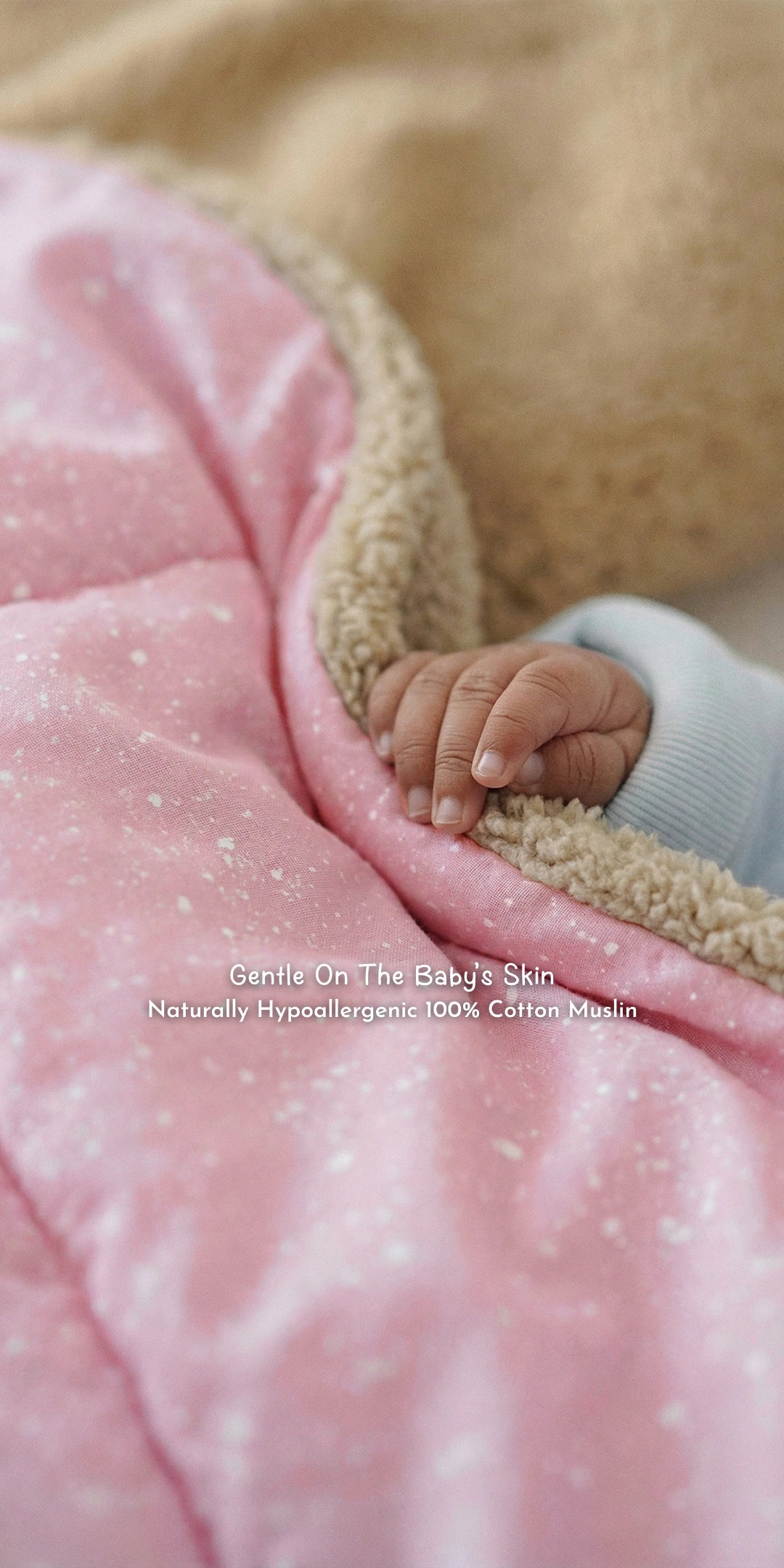 Reversible Winter Baby Blanket With 1 Pillow & 1 Pillow Cover - Raspberry Dream