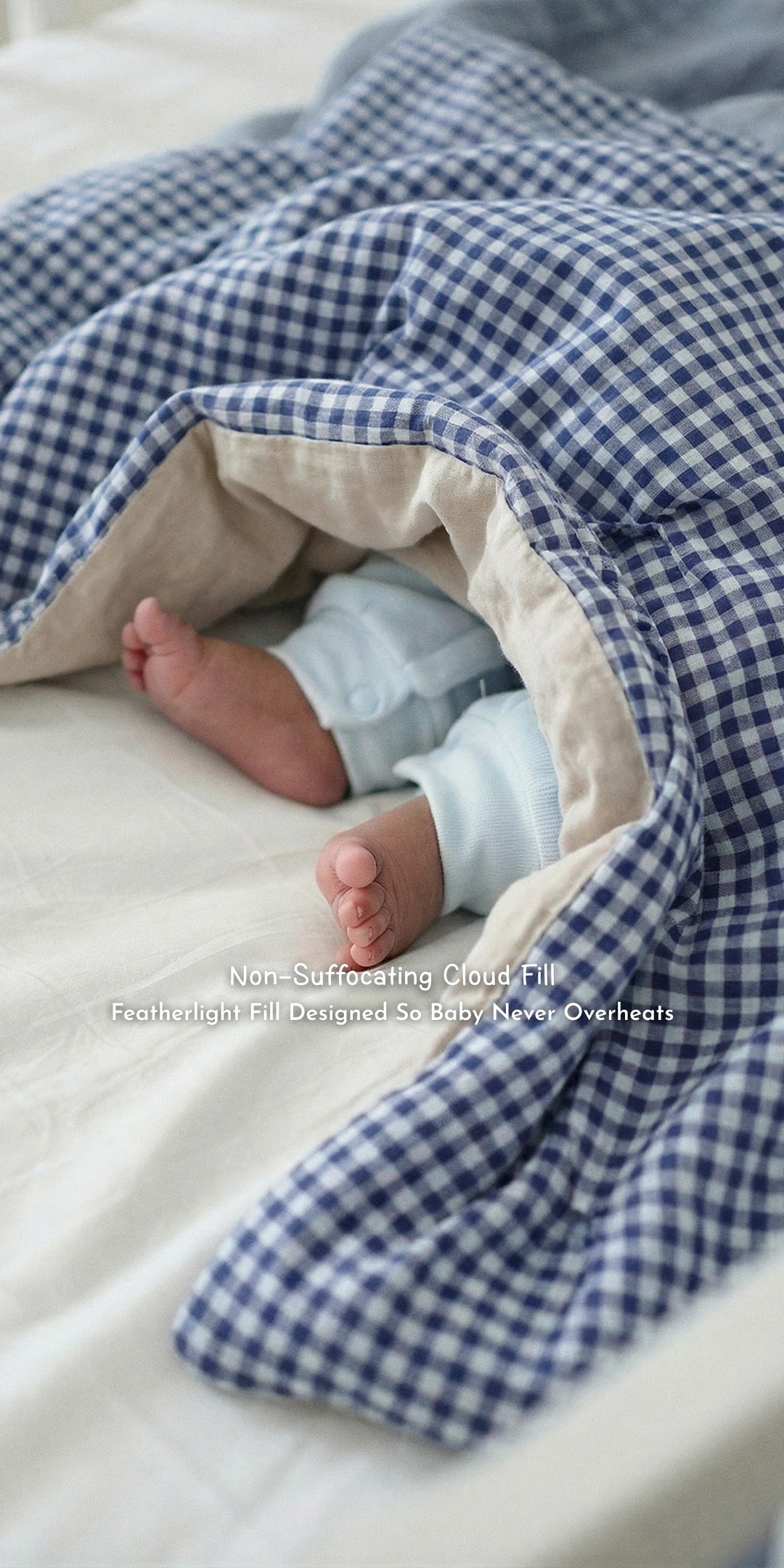 Reversible Summer Baby Blanket With 1 Pillow & 1 Pillow Cover - Dreamy Bluebell