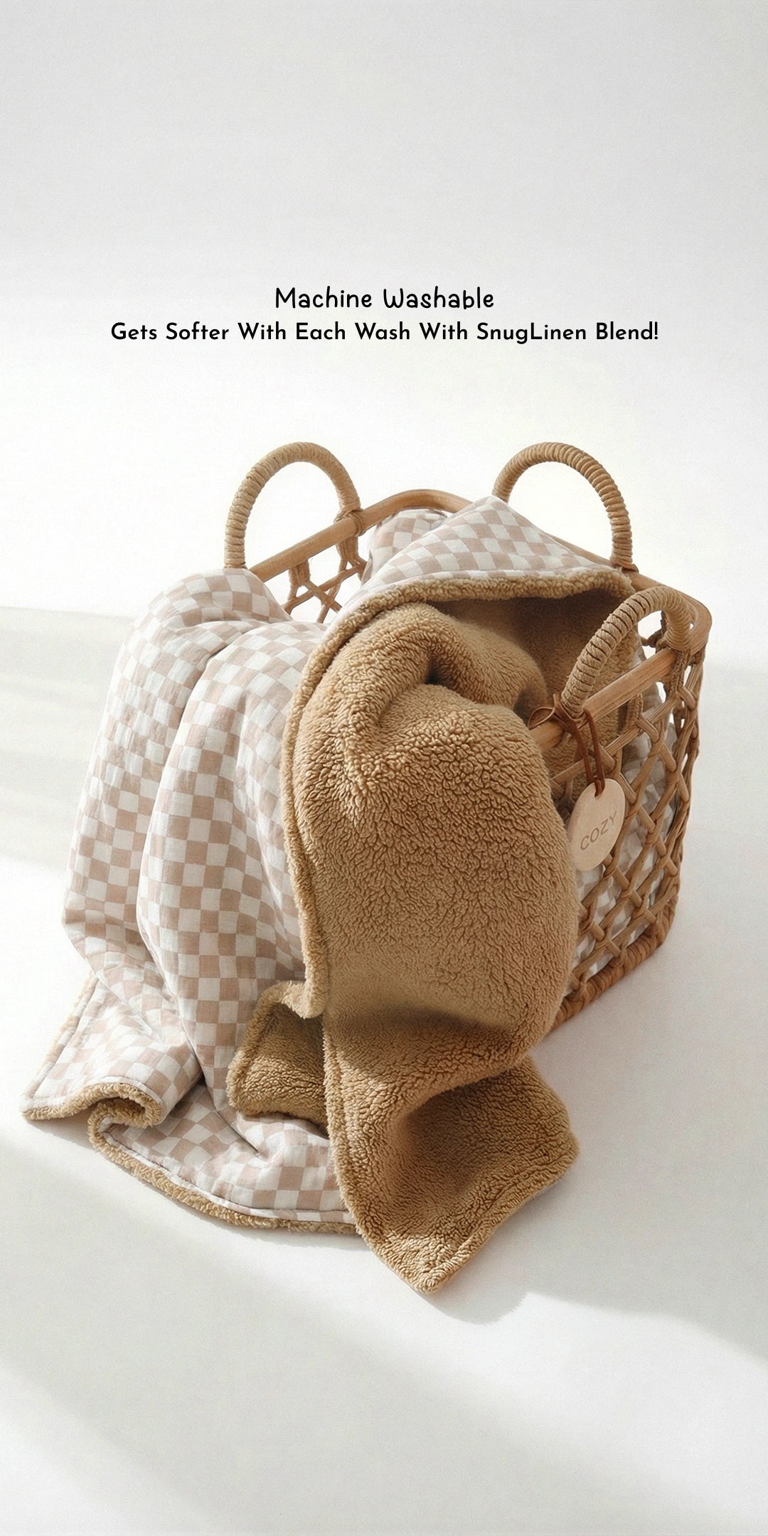 Reversible Winter Baby Blanket With 1 Pillow & 1 Pillow Cover - Toasted Marshmallow