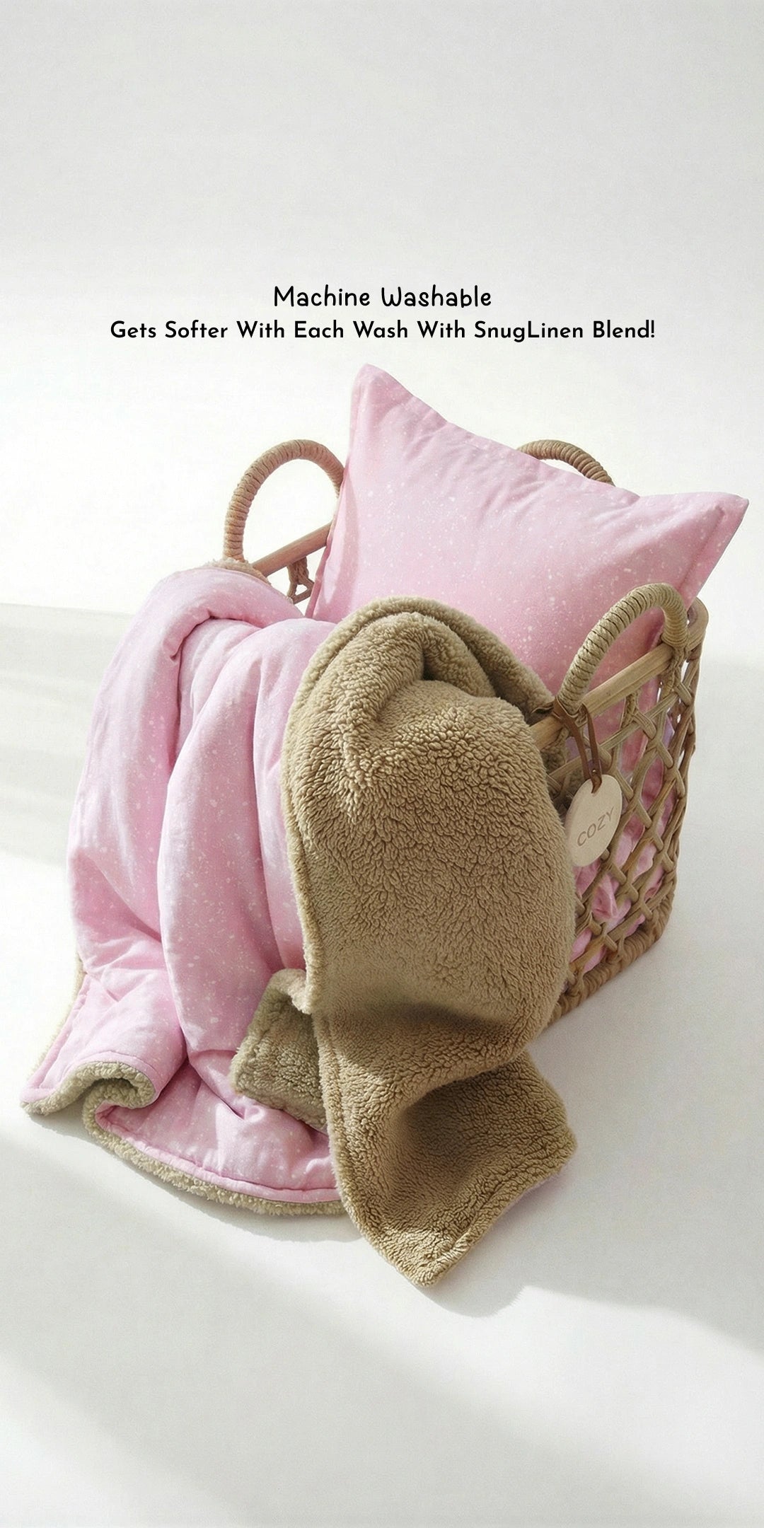 Reversible Winter Baby Blanket With 1 Pillow & 1 Pillow Cover - Raspberry Dream