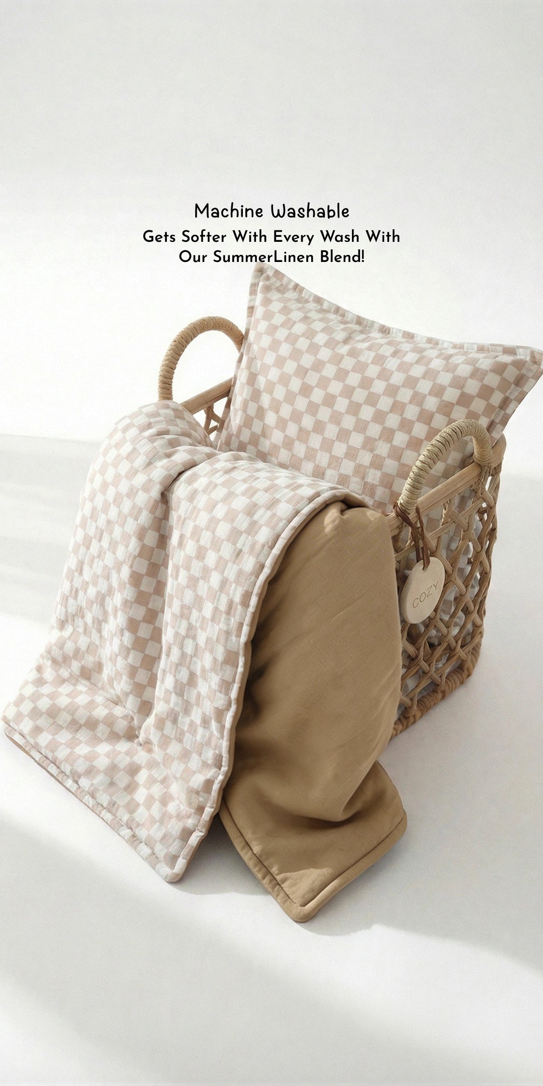 Reversible Summer Baby Blanket With 1 Pillow & 1 Pillow Cover - Toasted Marshmallow